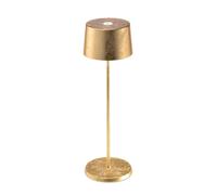 Zafferano, Lampe Olivia Pro avec Feuille d'Or, Lampe de Table Portable et Rechargeable avec Contrôle Tactile, Utilisable comme Lampe d'Intérieur, Dimmer 2200-3000 K, Hauteur 35 cm