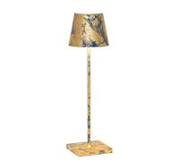 Zafferano, Lampe Poldina Pro, Lampe de Table Rechargeable et Sans Fil avec Contrôle Tactile, Lampe d'Intérieur, Dimmer 2200-3000 K, Hauteur 38 cm, Couleur Bleu Avio - Feuille d'Or Craquelè