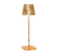 Zafferano, Lampe Poldina Pro, Lampe de Table Rechargeable et Sans Fil avec Contrôle Tactile, Lampe d'Intérieur, Dimmer 2200-3000 K, Hauteur 38 cm, Couleur Rouge - Feuille d'Or Craquelè