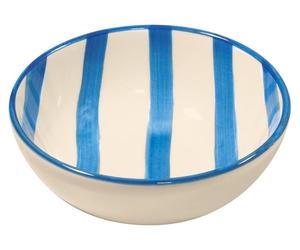 Zafferano Lot De 6 Bols À Rayures Collection Lido En Céramique Artisanale Italienne Bleu Azur - Design Moderne Et Polyvalent Pour Votre Table Élégante