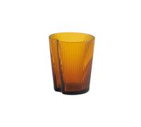 Zafferano Lot de 6 Verres Handy Tumbler en Verre Soufflé Ambre, Design Ergonomique Empilable avec Surface à Rainures Verticales Décoratives, Usage Quotidien
