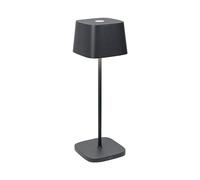 Zafferano, Ofelia, Lampe de Table Rechargeable et Sans Fil avec Contrôle Tactile, Utilisable également comme Lampe d'Extérieur, Dimmer 2200-3000 K, Hauteur 29 cm, Couleur Gris Foncé