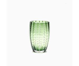 Zafferano Perle Tumbler en Verre - Verre Coloré Transparent Fait Main, cl 32 h 109mm d 71mm - Set 6 Pièces - Vert British Racing