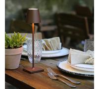 Zafferano, Poldina Micro, Lampe de Table Rechargeable et Sans Fil avec Contrôle Tactile, Convient pour le Salon et l'Extérieur, Dimmer 2200-3000 K, Hauteur 27,5 cm, Couleur Corten