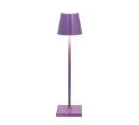 Zafferano, Poldina Micro, Lampe de Table Rechargeable et Sans Fil avec Contrôle Tactile, Convient pour le Salon et l'Extérieur, Dimmer 2200-3000 K, Hauteur 27,5 cm, Couleur Lilas