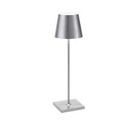 Zafferano, Poldina Pro avec Feuille d'Argent, Lampe de Table Rechargeable et Sans Fil avec Contrôle Tactile, Utilisable comme Lampe d'Intérieur, Dimmer 2200-3000 K, Hauteur 38 cm