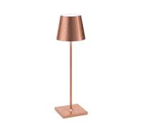 Zafferano, Poldina Pro avec Feuille de Cuivre, Lampe de Table Rechargeable et Sans Fil avec Contrôle Tactile, Utilisable comme Lampe d'Intérieur, Dimmer 2200-3000 K, Hauteur 38 cm