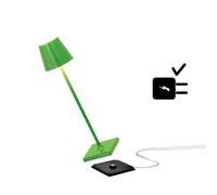 Zafferano Poldina Pro Micro - Lampe de Table LED Sans Fil Rechargeable, Température de couleur 2200-2700-3000K, IP65 Int/Ext, Aluminium H 27.5cm avec Chargeur Multiple USB (EU/UK/US) - Rose