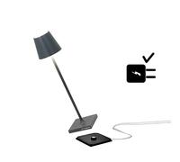 Zafferano Poldina Pro Micro- Lampe de Table LED Sans Fil Rechargeable, Température de couleur 2200-2700-3000K, IP65 Int/Ext, Aluminium H 27.5cm avec Chargeur Multiple USB (EU/UK/US) - Sable