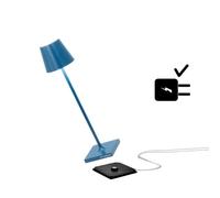 Zafferano Poldina Pro Micro - Lampe de Table LED Sans Fil Rechargeable, Température de couleur 2200-2700-3000K, IP65 Int/Ext, Aluminium H 27.5cm avec Chargeur Multiple USB (EU/UK/US) - Rouge