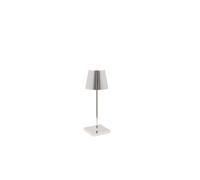 Zafferano Poldina Pro Mini Lampe de Table LED sans Fil Rechargeable - Lampe Tactile Dimmable avec Finition Galvanique - Temp. Lumière 2700 - 3000K - Aluminium H30 (Chrome Poli)