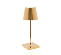 Zafferano Poldina Pro Mini Lampe de Table LED sans Fil Rechargeable - Lampe Tactile Dimmable avec Finition Galvanique - Temp. Lumière 2700 - 3000K - Aluminium H30 (Doré)