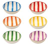 Zafferano Set 6 Bols Lido En Céramique Artisanale Italienne - Design À Rayures Verticales Multicolores Pour Servir Entrées, Salades Et Desserts