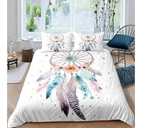 ZAHOCAI Housse De Couette 220x240 Attrape RêVe Blanc +2 Taies d'oreiller 65x65 Cm Doux Respirant Parures De Lit Lisse Luxe Housses De Couettes Somptueux Moderne Housse De Couette 2 Personnes