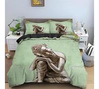 ZAHOCAI Housse De Couette 220x240 Bouddha Vert Clair +2 Taies d'oreiller 65x65 Cm Doux Respirant Parures De Lit Lisse Luxe Housses De Couettes Somptueux Moderne Housse De Couette 2 Personnes