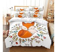 ZAHOCAI Housse De Couette 240 X 260 cm Renard Blanc 110gsm Fibre Ultrafine Housse Couette + 2 Taies D'Oreillers De 65x65cm,Convient Aux Adultes Et Aux Enfants Parure De Lit