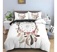 ZAHOCAI Housse De Couette 90x190 Attrape RêVe Blanc 3D NuméRique Imprimé Parure De Lit + 2 Taies d'oreiller 65x65 Cm avec Fermeture éClair Microfibre/100% Housse De Couette Soyeux