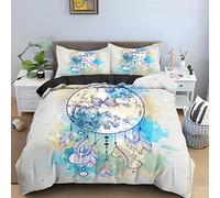 ZAHOCAI Housse De Couette 90x190 Attrape-RêVes Bleu Clair 3D NuméRique Imprimé Parure De Lit + 2 Taies d'oreiller 65x65 Cm avec Fermeture éClair Microfibre/100% Housse De Couette Soyeux