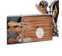 Zahoken Planches À Charcuterie, Coffret Cadeau De Planches De Charcuterie, Serveurs Fromage, Plateau Viande Carré Bois Avec Couverts Et Étiquette Merci, Pour Mariage Noël Maison Famille Fête
