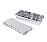 ZAICOLER Pot d'assaisonnement, Boîte d'assaisonnement à 3 Grilles en Acier Inoxydable avec Couvercle de Cuillères, Ensemble 'organisateur de Stockage de Sucre de Sel pour Ustensiles de Cuisine,