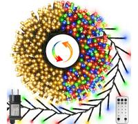 ZAIYW Deux Couleurs 15m Guirlande Lumineuse Extérieure, 1000 LED Cluster Guirlande Lumineuse avec Minuterie, Télécommande, Fiche, Guirlandes Lumineuses de Noël pour Intérieur, Extérieur, Arbre