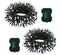 ZAIYW Lot de 2 guirlandes lumineuses de Noël à piles de 7 m avec minuterie automatique, 8 modes, fil vert foncé pour couronne de Noël, arbre de mariage, décoration de fête de mariage (blanc froid)