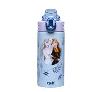 Zak Designs Disney La Reine des Neiges Bouteille d'eau pour enfants pour l'école ou les voyages, bouteille d'eau en acier inoxydable avec paille, poignée et couvercle à bec pop-up anti-fuite, 414 ml