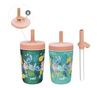 Zak Designs Disney Lilo and Stitch Kelso Ensemble de 3 gobelets avec couvercle à visser anti-fuite et paille - Gobelets en plastique et acier inoxydable avec bec verseur - Sans BPA et coutures - Pour