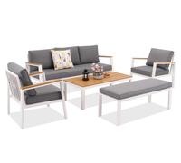 Zakintos Coffee 5 aluminium set with bench white Garden Point