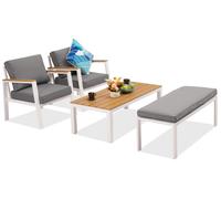 Zakintos Ensemble de meubles de terrasse avec banc blanc Garden Point