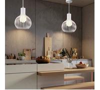 Zaku Lot de 2 Suspension Luminaire industrielle Lustre Plafonnier E27 Vintage Abat-Jour en Métal Cage Lampe éclairage Blanc