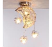 Zaku Luminaire Plafonnier Lustre Suspension Luminaire Lune Étoiles LED avec 5 Ampoules pour Chambre D'enfant (15cm, Lumière Chaude)