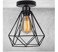 Zaku Plafonnier Lustre industrielle Rétro Suspension Luminaire E27 en Métal Noir Cage Ø200mm Lampe Vintage pour Salon Cuisine