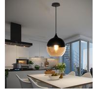 Zaku Suspension Luminaire en Verre Vintage Lustre Plafonnier Moderne E27 Lampe Intérieur pour Cuisine Salle à Manger Bar Noir