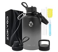 ZAKVOP Gourde Isotherme 2l, Bouteille Isotherme avec Pailles et 3 Couvercles, Gourde Inox avec Poignée en Paracorde, Gourde 2l Étanche Sans BPA