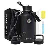 ZAKVOP Gourde Isotherme 2l, Bouteille Isotherme avec Pailles et 3 Couvercles, Gourde Inox avec Poignée en Paracorde, Gourde 2l Étanche Sans BPA