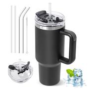 ZAKVOP Mug Isotherme avec Paille, 1200ml Tasse Isotherme avec Poignée et Couvercle, Gobelet Travel Mug Tumbler avec Couverture Multifonction