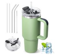 ZAKVOP Mug Isotherme avec Paille, 1200ml Tasse Isotherme avec Poignée et Couvercle, Gobelet Travel Mug Tumbler avec Couverture Multifonction