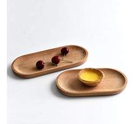 zalati Lot de 2 mini plateaux de service ovales en bois pour nourriture, fruits, collations, gâteaux, décoration de la maison