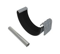 ZAMBELLI Raccord de gouttière à bourrelet RG250 Anthracite galvanisé | Kit de réparation gouttière, étanchéité sans soudure, éléments demi-ronds en zinc pour installation rapide