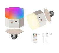 Zambuph Ampoule LED RGB sans,Hex 3clr RGB magnét | Ampoule LED RGB sans fil rechargeable avec télécommande E27