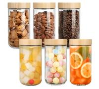 Zambuph Conteneurs d'avoine de nuit Bocaux de stockage polyvalents avec couvercles Capacité en verre de 500 ml Préparation de repas nutritifs Bocaux à, 750 ml 6 pièces