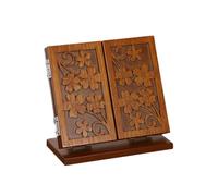 Zambuph Miroir de maquillage style antique avec éclairage intégré, 3 modes d'éclairage couleur. Magnifique miroir pliable en bois sculpté, style rétro chinois.