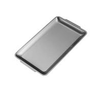 Zambuph Plateau de service polyvalent pour buffet et repas, assiette rectangulaire en acier inoxydable avec poignées, idéale pour les barbecues et les grillades, Argent, 32 x 16 cm