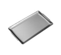 Zambuph Plateau de service polyvalent pour buffet et repas, assiette rectangulaire en acier inoxydable avec poignées, idéale pour les barbecues et les grillades, Argent, 36 x 20 cm