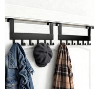 Zamety 2 PCS Porte Manteau Pour Porte, Patere avec 12 Crochets, Patère avec Coussinets de Protection et Plaques de Fixation, Adapté à une Utilisation Dans Salle de Bain, Salon et Cuisine, Noir