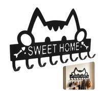 Zamety Porte Clef Mural, Chat Métal support clef mural avec 8 Crochets | Porte Cle Mural, Noir Patere Murale, Porte-Clés Créatif, Chat Organiseur Décoratif pour Entrée, Couloir, Cuisine et Bureau