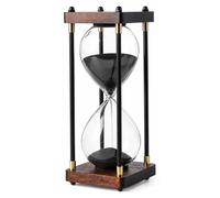 Zandloper, modèle 60 minutes, couleur noire, en bois, dimensions : 23,5 cm, avec minuterie