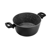 zanetti, Casserole antiadhésive Durapietra noire, adaptée à tous les plans de cuisson inclus induction, deux poignées, revêtement haute épaisseur, diamètre 20 cm, couleur gris foncé métallisé