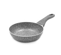 Zanetti Poêle antiadhésive en pierre rare avec poignée en aluminium, toucher doux, haute résistance, 18 cm de diamètre, couleur gris, fabriquée en Italie